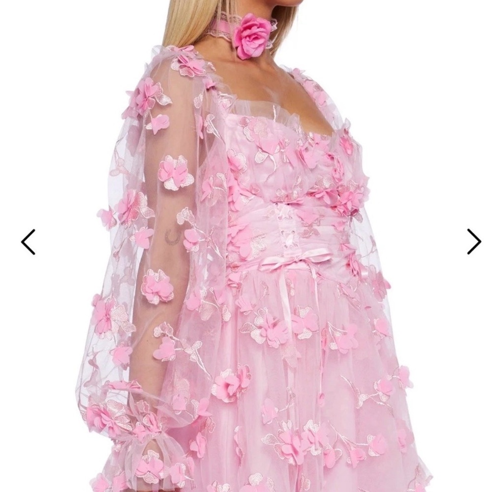 Dolls Kill Sugar Thrillz Heavenly Affair Babydoll Pink Floral Whimsical Dress 2X - Picture 5 of 13